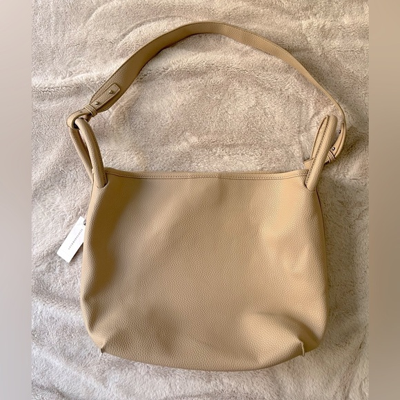 NWT Anthropologie Loop Handle Bucket Bag Taupe Vegan Leather - Picture 8 of 10